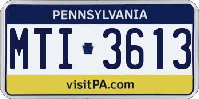 PA license plate MTI3613