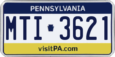PA license plate MTI3621