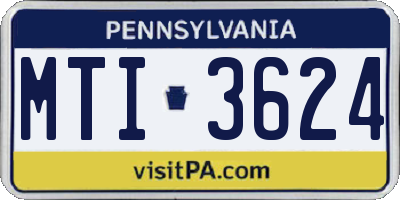 PA license plate MTI3624
