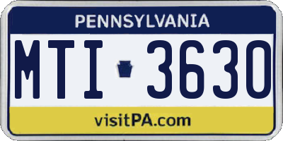 PA license plate MTI3630