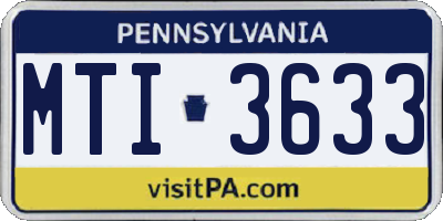 PA license plate MTI3633