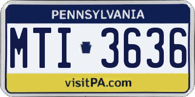 PA license plate MTI3636
