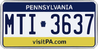 PA license plate MTI3637