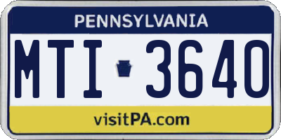 PA license plate MTI3640