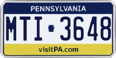 PA license plate MTI3648