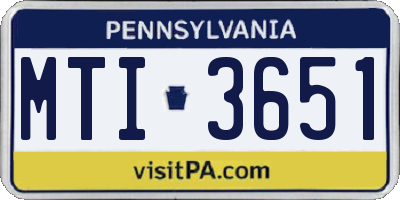 PA license plate MTI3651