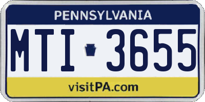 PA license plate MTI3655