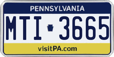 PA license plate MTI3665