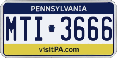 PA license plate MTI3666
