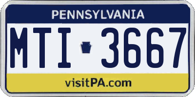 PA license plate MTI3667