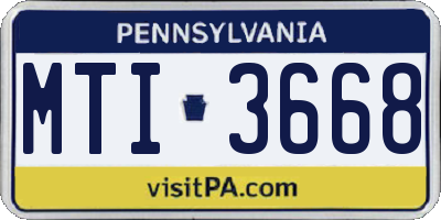 PA license plate MTI3668