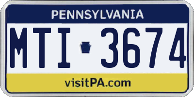 PA license plate MTI3674