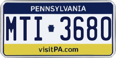 PA license plate MTI3680
