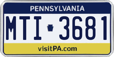 PA license plate MTI3681