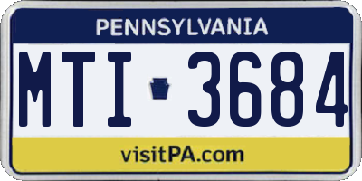 PA license plate MTI3684