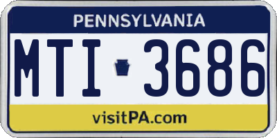 PA license plate MTI3686