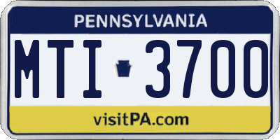 PA license plate MTI3700