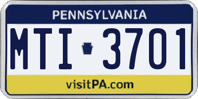 PA license plate MTI3701