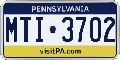 PA license plate MTI3702