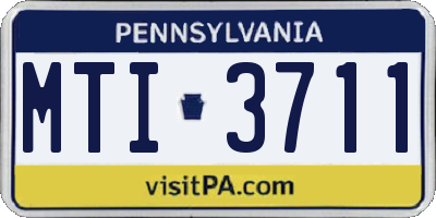 PA license plate MTI3711