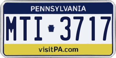 PA license plate MTI3717