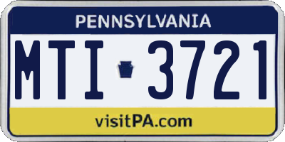 PA license plate MTI3721