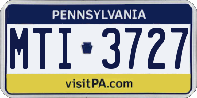 PA license plate MTI3727