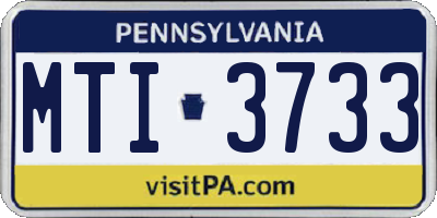 PA license plate MTI3733