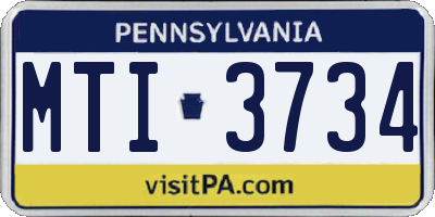 PA license plate MTI3734
