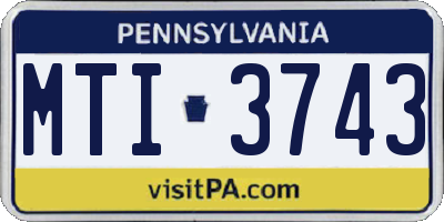 PA license plate MTI3743