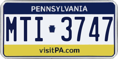 PA license plate MTI3747