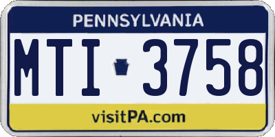 PA license plate MTI3758