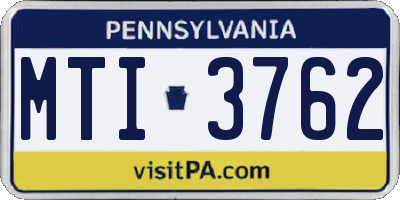 PA license plate MTI3762