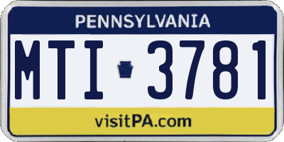 PA license plate MTI3781