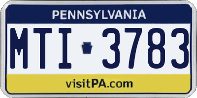 PA license plate MTI3783