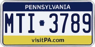 PA license plate MTI3789