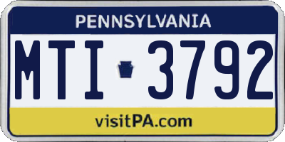 PA license plate MTI3792