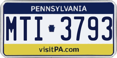 PA license plate MTI3793