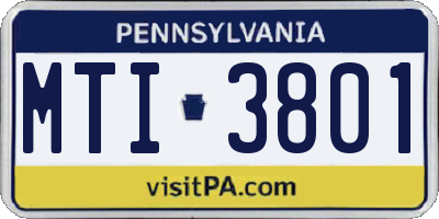 PA license plate MTI3801