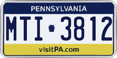 PA license plate MTI3812