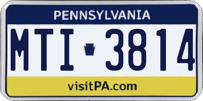 PA license plate MTI3814
