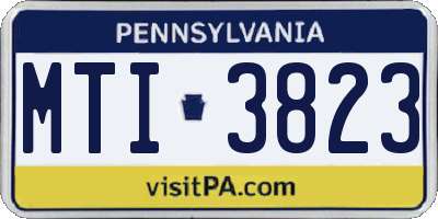 PA license plate MTI3823