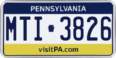 PA license plate MTI3826
