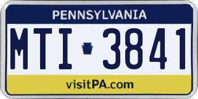 PA license plate MTI3841