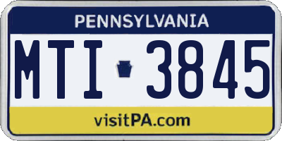 PA license plate MTI3845