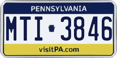 PA license plate MTI3846