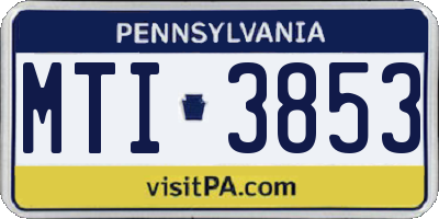 PA license plate MTI3853