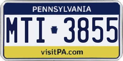 PA license plate MTI3855