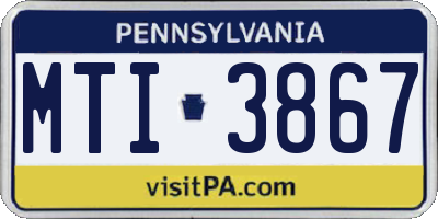 PA license plate MTI3867