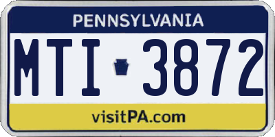 PA license plate MTI3872